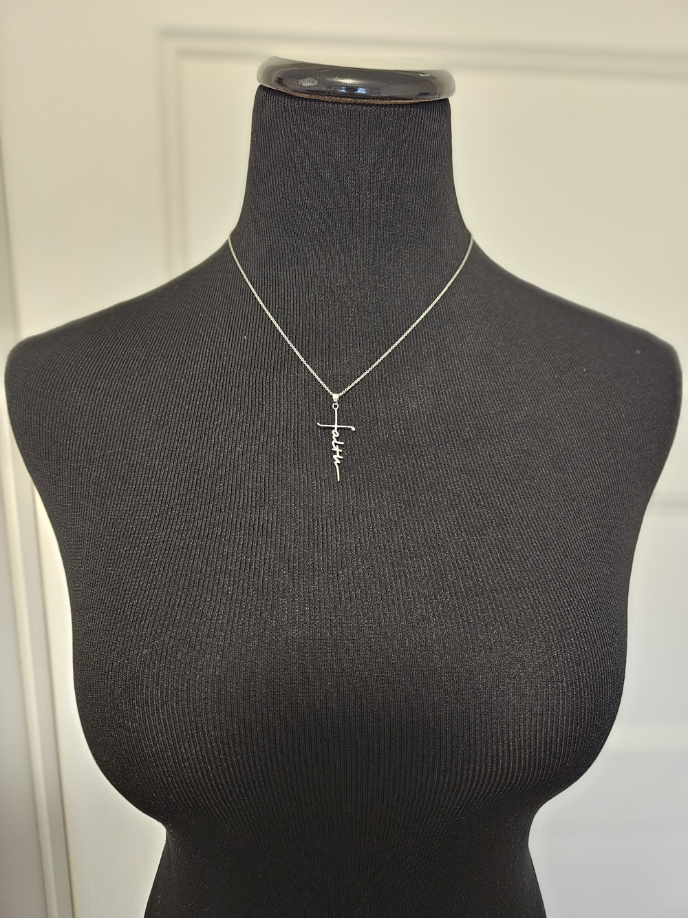 Sterling Silver Script "FAITH" Pendant Necklace - Silver